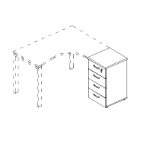 Тумба приставная 4-х ящичная с замком белый премиум / антрацит премиум А4 9223 БП/АР