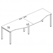 Рабочая станция опоры UNO столы (2х120) со столами Техно дуб ристретто/ металлокаркас антрацит А4 А1 061-2 ДР