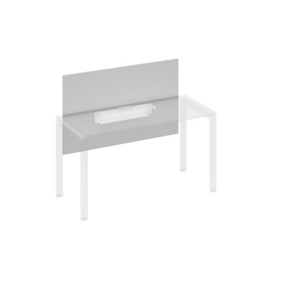 Экран настольный фронтальный большой для стола 140 с кабель-каналом серый / металлокаркас белый А4 Б 837 СЕ