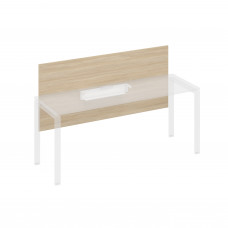 Экран настольный фронтальный большой для стола 180 с кабель-каналом дуб скандинавский / металлокаркас белый А4 Б 839 ДК