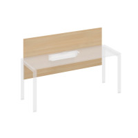 Экран настольный фронтальный большой для стола 180 с кабель-каналом натуральный дуб / металлокаркас белый А4 Б 839 НД