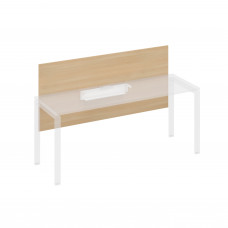 Экран настольный фронтальный большой для стола 180 с кабель-каналом натуральный дуб / металлокаркас белый А4 Б 839 НД