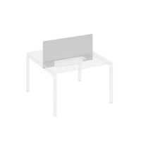 Экран настольный фронтальный для стола 120 с двумя кабель-каналами серый / металлокаркас белый А4 Б 846 СЕ