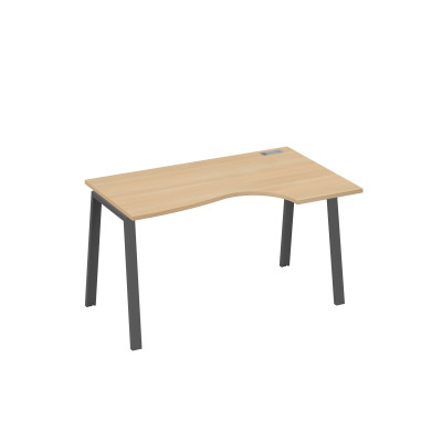 Стол на металлокаркасе TRE эргономичный правый "Классика" натуральный дуб / металлокаркас антрацит А4 А3 044 НД