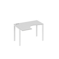 Стол левый эргономичный "Классика" на металлокаркасе UNO серый / металлокаркас белый А4 Б1 031 СЕ