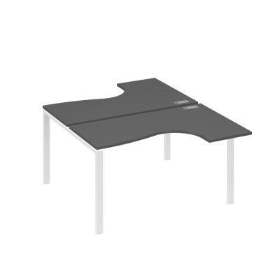 Рабочая станция (2х140) опоры UNO столы Классика антрацит премиум / металлокаркас белый А4 Б1 181 АР