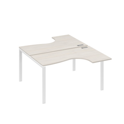 Рабочая станция (2х140) опоры UNO столы Классика дуб / металлокаркас белый А4 Б1 181 ДШ