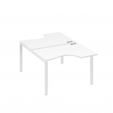 Рабочая станция столы (2х120) эргономичные "Классика" опоры UNO белый премиум / металлокаркас белый А4 Б1 183 БП
