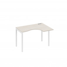 Стол "Классика" на металлокаркасе DUE эргономичный правый дуб / металлокаркас белый А4 Б2 032 ДШ