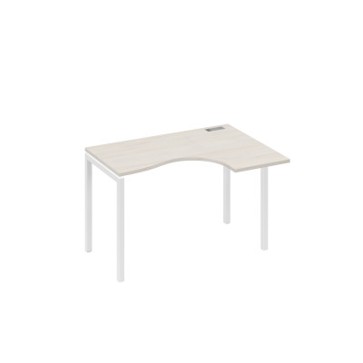 Стол "Классика" на металлокаркасе DUE эргономичный правый дуб / металлокаркас белый А4 Б2 032 ДШ