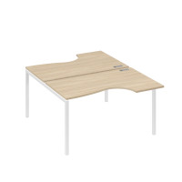Рабочая станция металлокаркас DUE со столами (2х140) Классика дуб скандинавский / металлокаркас белый А4 Б2 184 ДК