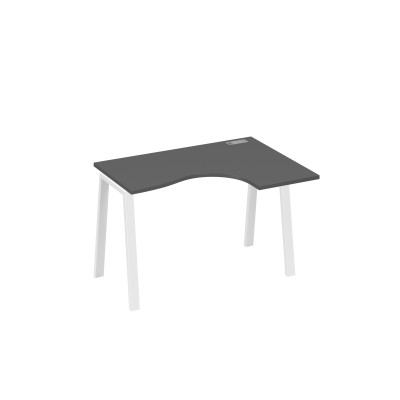 Стол правый "Классика" эргономичный на металлокаркасе TRE антрацит премиум / металлокаркас белый А4 Б3 032 АР