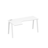 Стол "Классика" каркас TRE эргономичный левый белый премиум / металлокаркас белый А4 Б3 035 БП