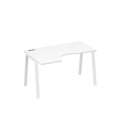 Стол левый "Классика" на металлокаркасе TRE эргономичный белый премиум / металлокаркас белый А4 Б3 043 БП