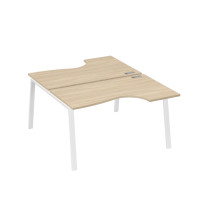 Рабочая станция столы (2х140) эргономичные Классика каркасTRE дуб скандинавский / металлокаркас белый А4 Б3 184 ДК