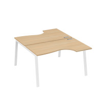 Рабочая станция столы (2х140) эргономичные Классика каркасTRE натуральный дуб / металлокаркас белый А4 Б3 184 НД