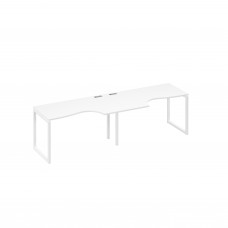 Рабочая станция столы Классика на каркасе QUATTRO (2х140) белый премиум / металлокаркас белый А4 Б4 043-2 БП
