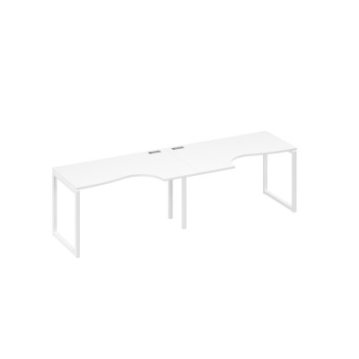Рабочая станция столы Классика на каркасе QUATTRO (2х140) белый премиум / металлокаркас белый А4 Б4 043-2 БП
