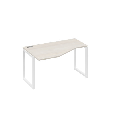 Стол левый "Техно" эргономичный на металлокаркасе QUATTRO дуб / металлокаркас белый А4 Б4 053 ДШ