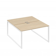 Рабочая станция QUATTRO (2х140) опоры металлокаркас дуб скандинавский / металлокаркас белый А4 Б4 177 ДК