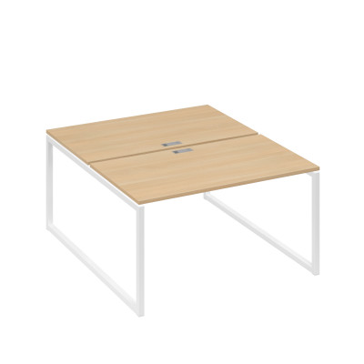 Рабочая станция QUATTRO (2х140) опоры металлокаркас натуральный дуб / металлокаркас белый А4 Б4 177 НД
