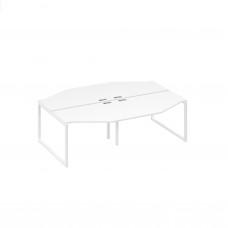 Cтанция QUATTRO столы Техно 4х120 эргономичные белый премиум / металлокаркас белый А4 Б4 186-2 БП