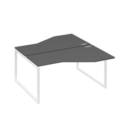 Рабочая станция со столами Техно (2х160) каркас QUATTRO антрацит премиум / металлокаркас белый А4 Б4 188 АР