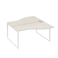 Рабочая станция со столами Техно (2х160) каркас QUATTRO дуб / металлокаркас белый А4 Б4 188 ДШ