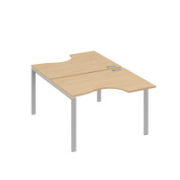Рабочая станция столы (2х120) эргономичные "Классика" опоры UNO натуральный дуб / металлокаркас серый А4 С1 183 НД