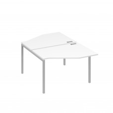 Рабочая станция каркас DUE (2х120) с эргономичными столами Техно белый премиум / металлокаркас серый А4 С2 186 БП