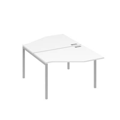 Рабочая станция каркас DUE (2х120) с эргономичными столами Техно белый премиум / металлокаркас серый А4 С2 186 БП