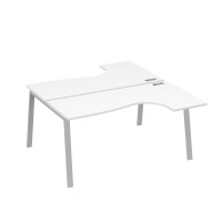Рабочая станция на опорах TRE (2х160) столы Классика белый премиум / металлокаркас серый А4 С3 182 БП