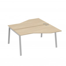 Рабочая станция каркас TRE столы (2х160) эргономичные Техно дуб скандинавский / металлокаркас серый А4 С3 188 ДК