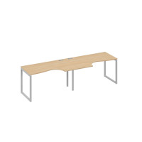Рабочая станция столы Классика на каркасе QUATTRO (2х140) натуральный дуб / металлокаркас серый А4 С4 043-2 НД