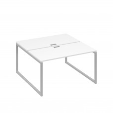 Рабочая станция 2х140 на опорах QUATTRO белый премиум / металлокаркас серый А4 С4 174 БП