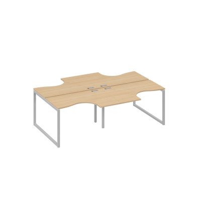 Рабочая станция (4х120) опоры QUATTRO столы Классика натуральный дуб / металлокаркас серый А4 С4 180-2 НД