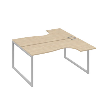 Рабочая станция QUATTRO (2х160) столы Классика эргономичные дуб скандинавский / металлокаркас серый А4 С4 182 ДК