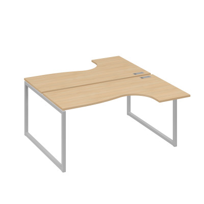 Рабочая станция QUATTRO (2х160) столы Классика эргономичные натуральный дуб / металлокаркас серый А4 С4 182 НД