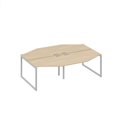 Cтанция QUATTRO столы Техно 4х120 эргономичные дуб скандинавский / металлокаркас серый А4 С4 186-2 ДК