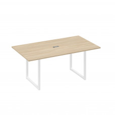 Стол 180 с опорами QUATTRO переговорный дуб скандинавский / металлокаркас белый А4 Б4 122 ДК