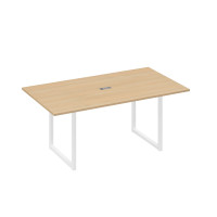 Стол 180 с опорами QUATTRO переговорный натуральный дуб / металлокаркас белый А4 Б4 122 НД