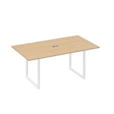 Стол 180 с опорами QUATTRO переговорный натуральный дуб / металлокаркас белый А4 Б4 122 НД