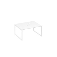 Стол 160 на опорах QUATTRO для переговоров белый премиум / металлокаркас белый А4 Б4 133 БП