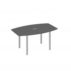 Стол 160 фигурный на металлокаркасе UNO для переговоров антрацит премиум / металлокаркас серый А4 С1 111 АР