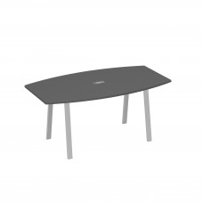 Стол 180 на опорах TRE для переговоров антрацит премиум / металлокаркас серый А4 С3 112 АР