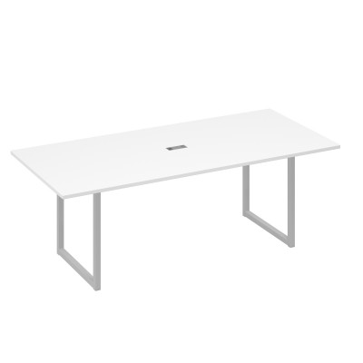 Стол 220 переговорный с металлокаркасом QUATTRO белый премиум / металлокаркас серый А4 С4 124 БП