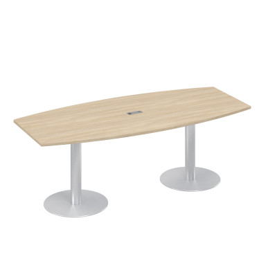 Стол 220x100 фигурный на опорах-колоннах для переговоров дуб скандинавский А4 ХР 114 ДК