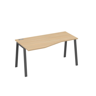 Стол эргономичный левый "Техно" на металлокаркасе TRE натуральный дуб / металлокаркас антрацит А4 А3 065 НД