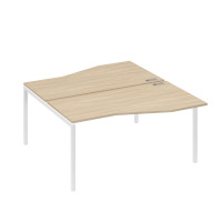 Станция со столами Техно эргономичными (2х160) каркас DUE дуб скандинавский / металлокаркас белый А4 Б2 191 ДК