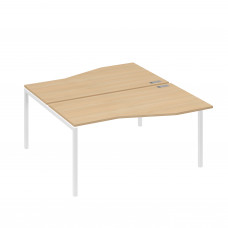 Станция со столами Техно эргономичными (2х160) каркас DUE натуральный дуб / металлокаркас белый А4 Б2 191 НД